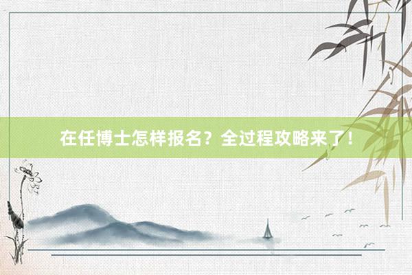 在任博士怎样报名？全过程攻略来了！